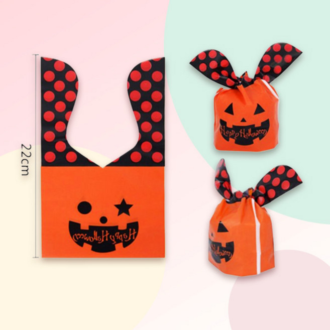 [예쁨주의지호] 할로윈 사탕포장 모음 / 할로윈/할로윈데이/ 할로윈파티/할로윈사탕/할로윈캔디/사탕포장, G_ 할로윈 호박 토끼귀 사탕포장 비닐