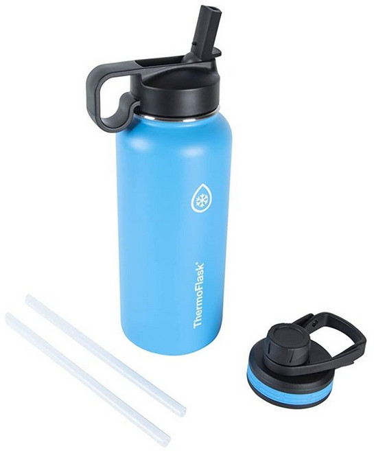 Thermoflask 더블 스테인리스 스틸 단열 물병 532ml (18온스) 블랙, 32 Ounces, 1개