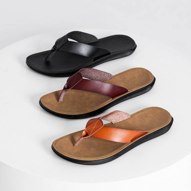 MONO4 브뤼크 클래식 레더 플립플랍