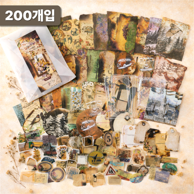 라피레인 빈티지다꾸세트 다꾸스티커 빈티지스티커 다꾸세트, 1세트, 빈티지 트래블