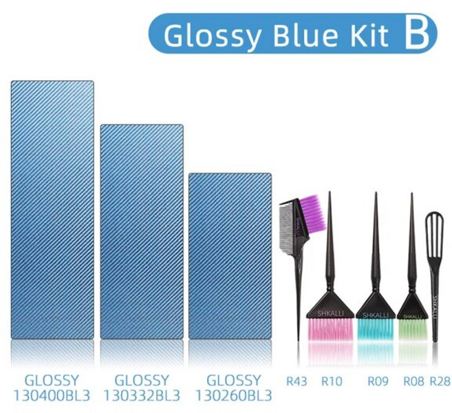 헤어호일 미용사 염색 도구 세트 하이라이트 알루미늄 호일 보드 미용실 액세서리 3 종, [17] Glossy Blue Kit B, [17] Glossy Blue Kit B