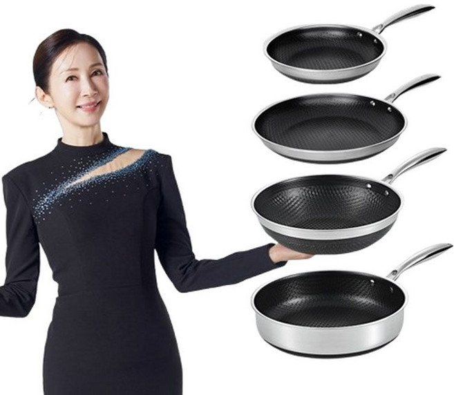 전인화의 블랙큐브 쿡셀 홀로그램 큐브팬 4종 세트, 1세트, 스테인리스, 28cm