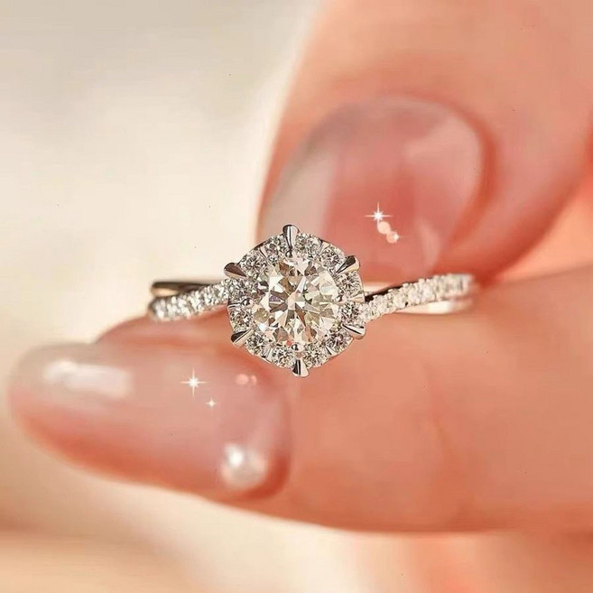 ROYALBELLE 여성 고급스러운 럭셔리 웨딩 다이아몬드 프로포즈 패션 반지 V072230