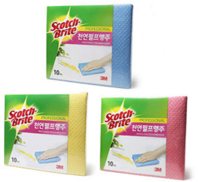 3M 스카치브라이트 천연펄프행주 10개입, 1개, 노랑