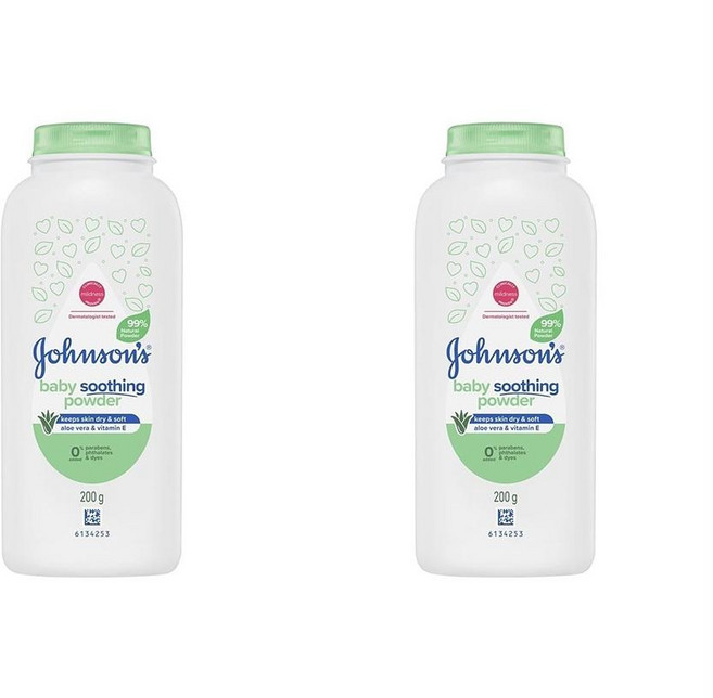 존슨즈 베이비 수딩 파우더 알로에 Johnsons Baby Pure Cornstarch Powder Aloe & Vit E, 2개, 200g