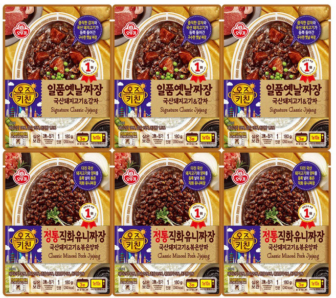 오뚜기 오즈키친 정통직화유니짜장 3개+일품옛날짜장 3개(총 6개), 단품, 단품