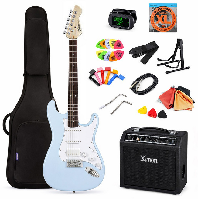 제논 GP-3 일렉기타 입문용 앰프패키지, 1세트, BI(유광 아이스블루), 일렉기타 GP-3 + 앰프 SX-15G(블랙)