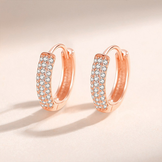 ONRA 여성 18k 도금 큐빅 안개꽃 원터치 귀걸이