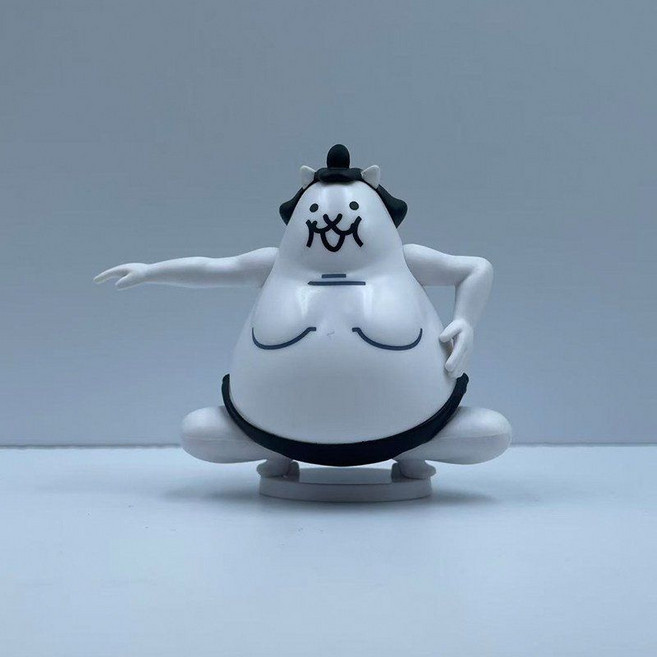 냥코대전쟁 피규어 고양이 도둑 스모 세뇌된 빌더 4종 장식 소품 가챠, 높이 약 8cm C모델, 벌크 모델