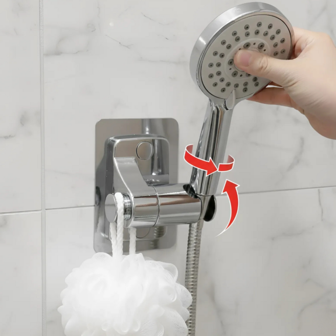 제네시픽 무타공샤워기거치대 헤드걸이 각도조절, 실버