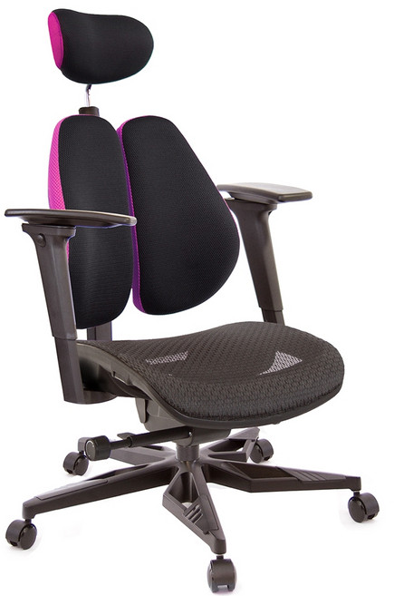 GXG 高雙背工學電腦椅 TW3076 KGA9M, 黑面桃粉