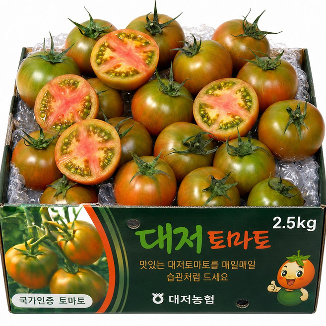 [평점4.9] 삼시세끼연구소 햇 부산 대저토마토 짭짤이 대저짭짤이 토마토 당일수확 산지직송, 1개, 2.5kg(M특품)