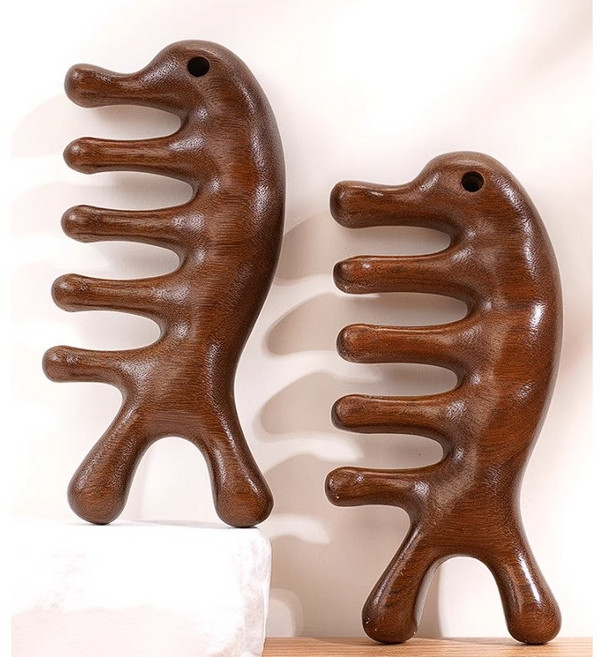 제이베니 운동후 근육회복 도움 몸과 마음의 강력한 휴식 선호 원목 괄사(마사지 툴) 두피 바디 페이스 경락 마사지, 단일, 2개