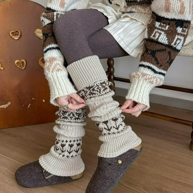 365Lifestyle 여자 겨울 니트 골지 레그워머 앙고라 도톰 캐주얼 학생 발토시