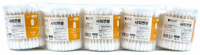 거산통상 맑은하루 원형 원터치 종이 샤워면봉 100개입 10통, 10개입, 1개