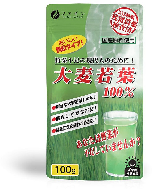 파인(FINE JAPAN) 파인 일본산 보리 새잎 100% 봉지 타입 100g 잔류 농약 검사 완료 β-카로텐 비타민 C 엽산 마그네슘 아연 철 함유 녹즙 국내 생산, 1개