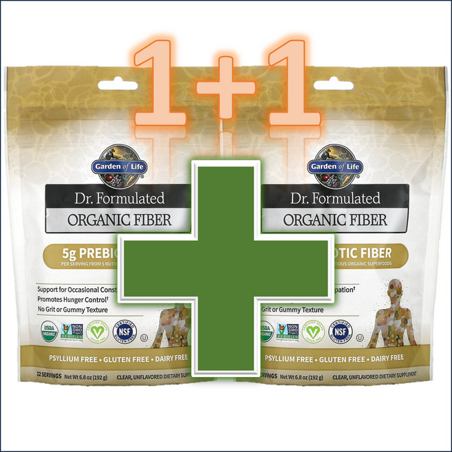 [1+1] 가든오브라이프 로우 오가닉 화이버 무가공 유기농 섬유소 약들약 고약사 192g / 해외직구 미국정품, 2개