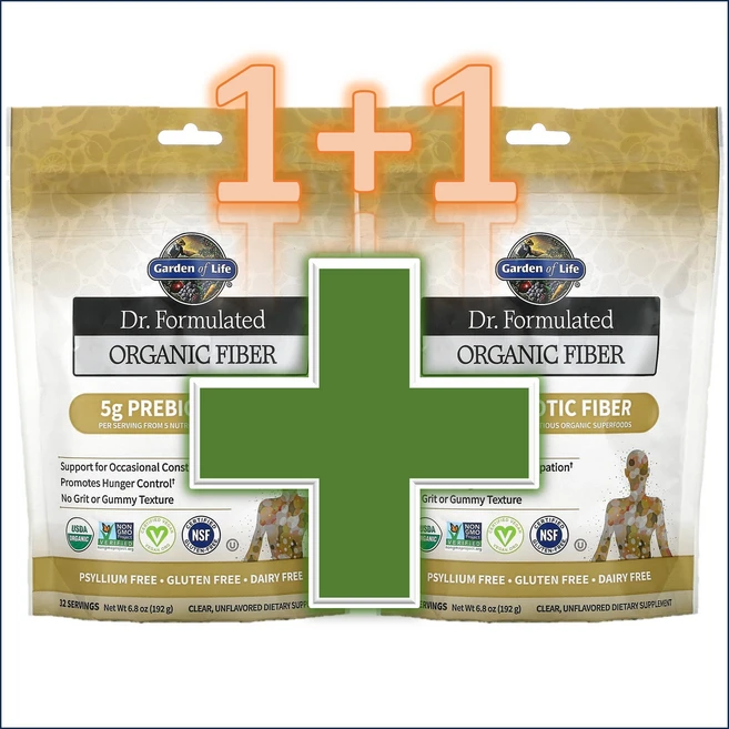 [1+1] 가든오브라이프 로우 오가닉 화이버 무가공 유기농 섬유소 약들약 고약사 192g / 해외직구 미국정품, 2개 - 쿠팡