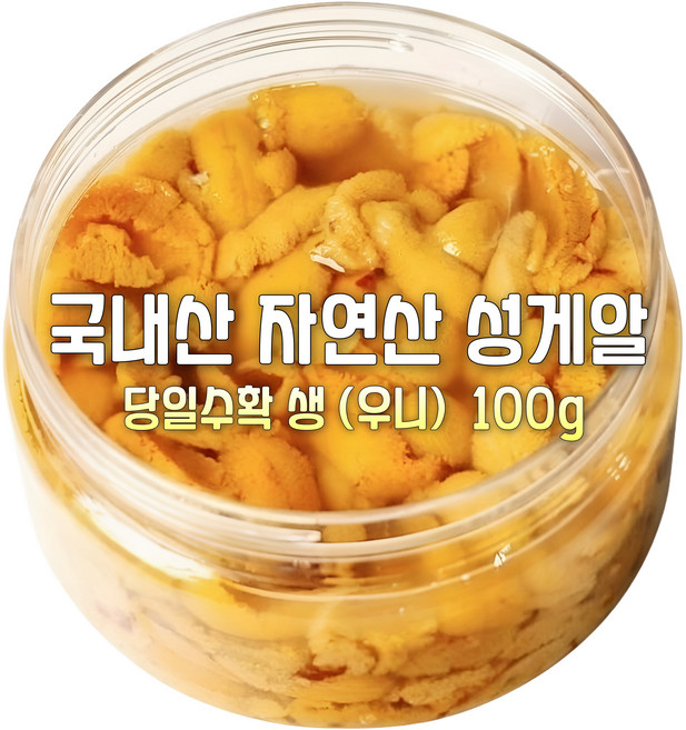 [산지직송] 국내산 자연산 통영. 동해 새벽조업 해녀채취 생물 성게알 우니 선물용. 가정용 제철 말똥.보라 성게알, 1세트, 새벽조업 해녀채취 동해.남해안 생물성게알 우니 100g