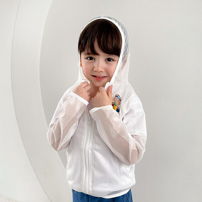 ECLL 메쉬 집업 후드 아기 가디건 유아 여름 점퍼
