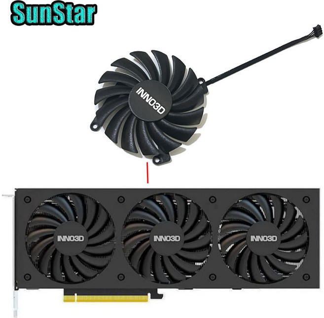 호환 CF-12910S 4핀 DC 12V 0.35A RTX 3080 GPU 냉각 팬 INNO3D TiRTX 3080RTX Ti X3 OC 비디오 카드, 03 FAN-B, 1개