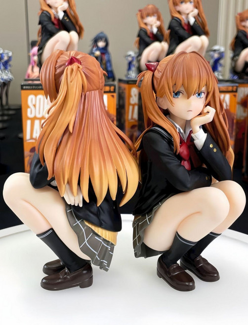 에반게리온 아스카 애니피규어 학원 스타일 귀여운 장식 인테리어소품 대형 디테일 레진 소재 컬렉션 아이템, 15cm, 1개