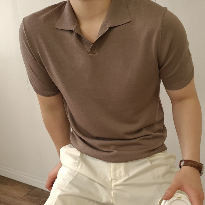 밸류젯 10컬러 남자 여름 옷 머슬핏 니트 반팔 카라티