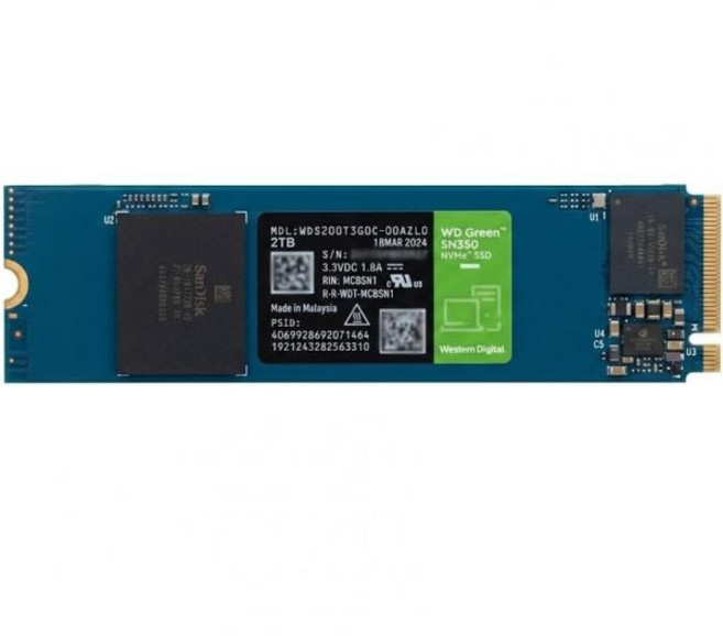 노트북 및 데스크톱용 WD Green SN350 2TB NVMe SSD 내장 솔리드 스테이트 드라이브 M.2 2280 PCIe 3세대 x4 최대 3200MB/s 빠른 부팅, SN350|2280|2TB