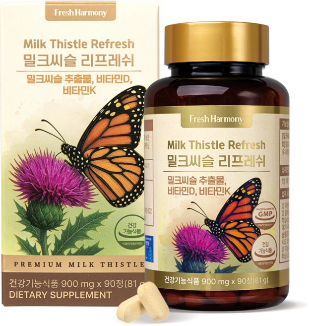 [공식판매처] 프레쉬하모니 밀크씨슬 리프레쉬 간 칼슘흡수 혈액순환 900mg, 1개, 90정 - 쿠팡