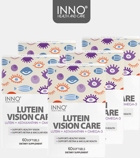 이노핼스 앤 케어 뉴질랜드 영양제 루테인 눈건강 케어 60sc 5개 세트, 5병, 60정