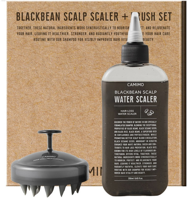 까미모 블랙빈 스칼프 워터 두피스케일러 + 브러쉬 SET, 1세트