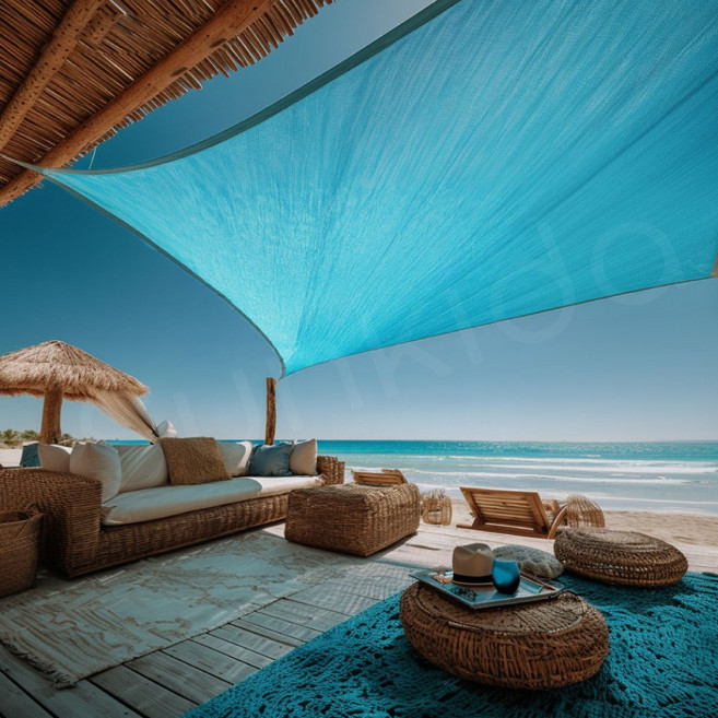 썬키다 썬쉐이드 그늘막 차광막 천막 야외 옥상 햇빛 가림막 삼각 사각 메쉬 2.0, 바람솔솔 메쉬, 하늘