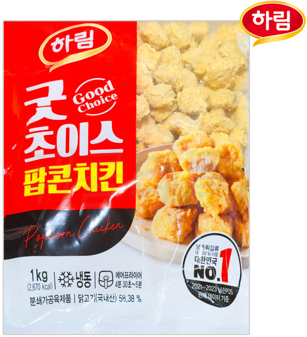 하림-굿 초이스-팝콘치킨1kg콜팝, 1개, 1kg