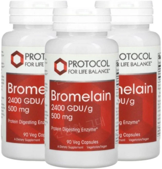 프로토콜 브로멜라민 브로멜라인 500mg 90캡슐 3병 브로멜린 Bromelain, 3개, 90정 - 쿠팡