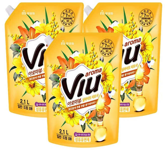 무궁화 아로마뷰 섬유유연제 미모사 캡리필 2.1L 3개