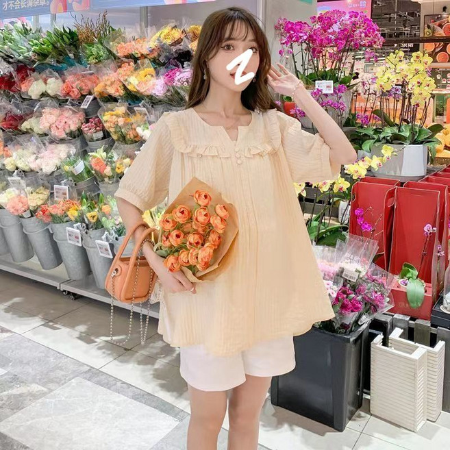 티류으스 여성용 러블리한 블라우스 스타일 임부복 상의 ZH