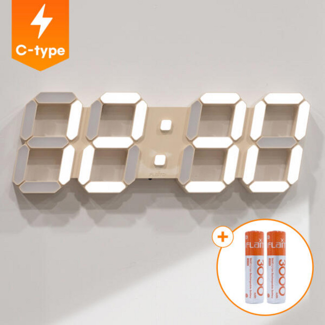 플라이토 하이브리드 무선 C타입 인테리어 LED 벽시계, 하이브리드 38cm 화이트