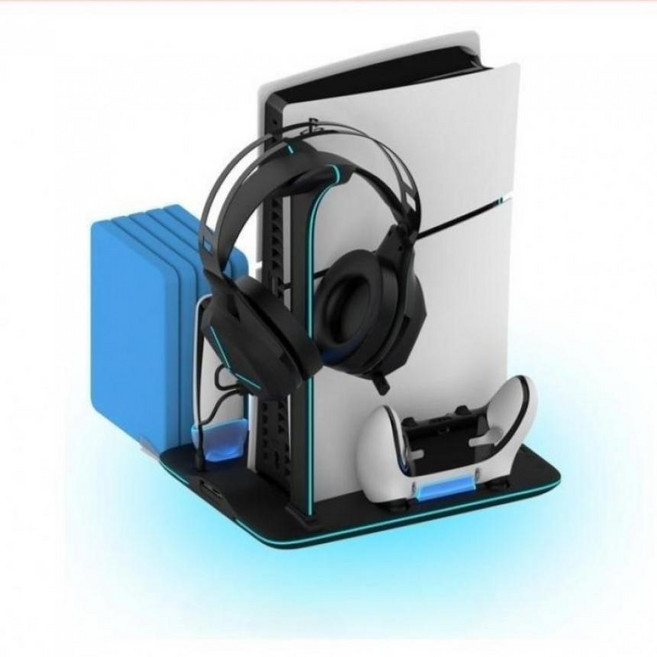 쿨링 플스거치대 PS5 충전독 슬림 컨트롤러 본체 스탠드, 클래식 화이트 PS5 베이스 더스트 커버, 1개