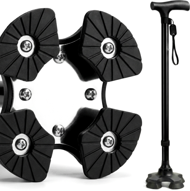 루시에 초경량 미끄럼방지 노인 지팡이, 클래식 블랙, 1개