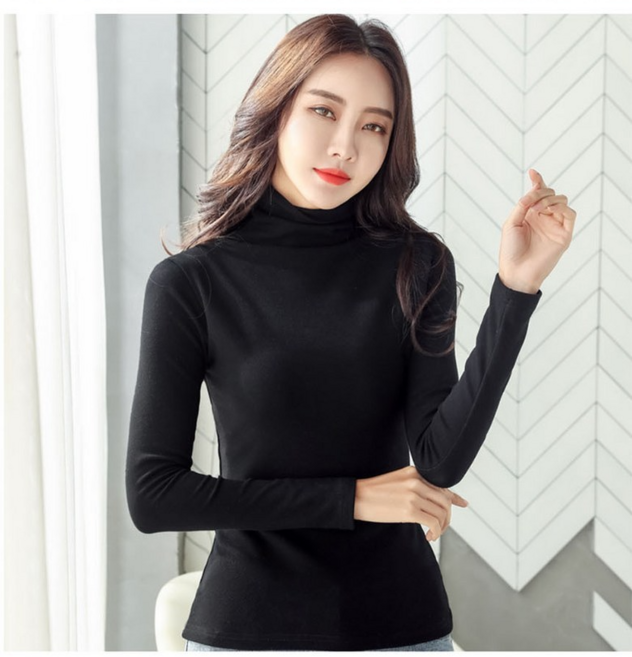 [대륜] 터틀넥 폴라 니트 티 목 카라 여성 기모