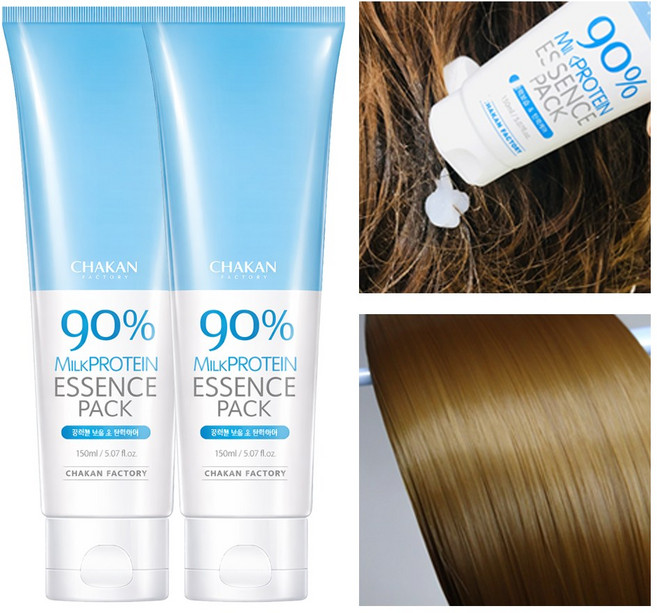착한팩토리 상한머리 머리영양 강력보습 밀크단백질 90% 헤어 에센스팩 150ml, 2개