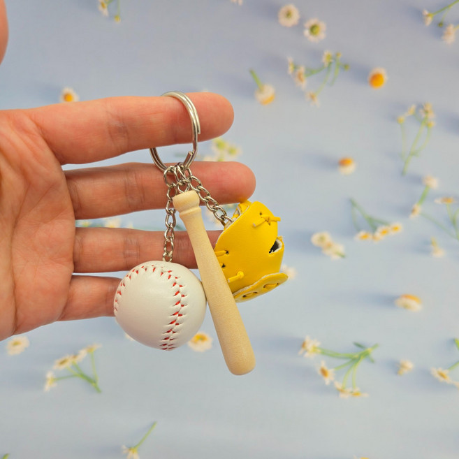 퀸즈아이 야구사랑 키링 스포츠 동호회 키링, 2개, 옐로우
