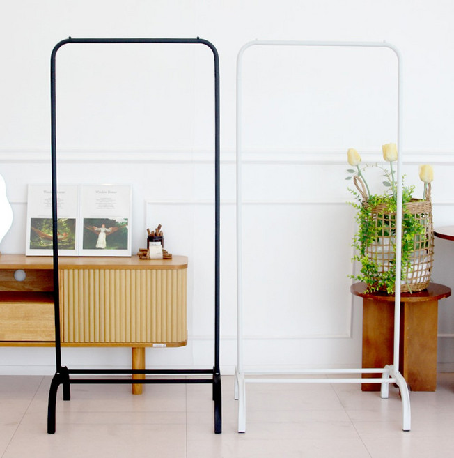 이동식 스탠드 행거 60cm 간편 미니행거 원룸 아이방 좁은공간 옷걸이, 블랙