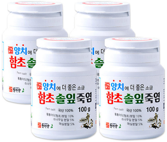 진짜배기 함초솔잎죽염 양치소금 (식품으로 치약으로 다방면 소금), 100g, 4개