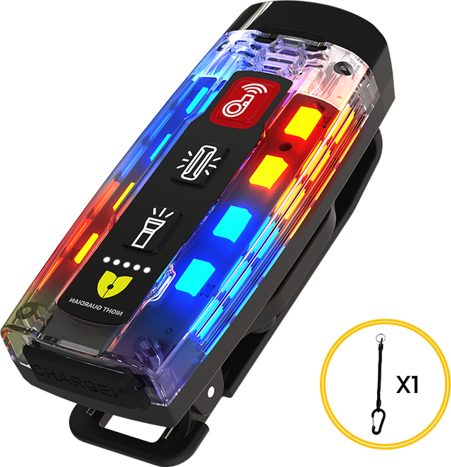 나이트가디언W04 전자호루라기 호각 휘슬 호신용 경보기 LED 랜턴 안전등 경찰, 1개, 적색_청색