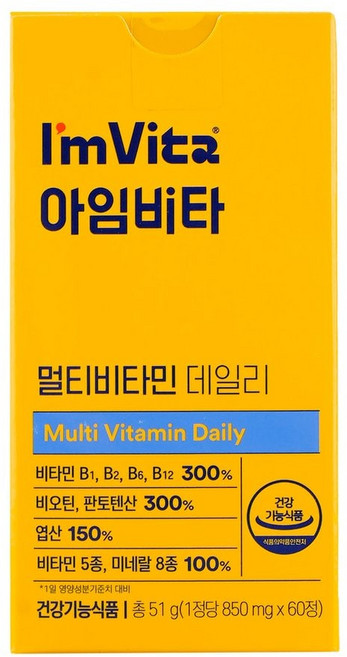 종근당건강 건강식품관 [종근당건강] 아임비타 멀티비타민 데일리 850mg x 60정, 1개
