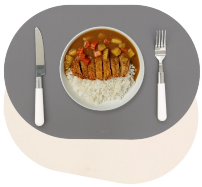 에비에르 가죽 식탁 매트, 다크그레이 + 베이지, 440 x 300 mm, 1세트