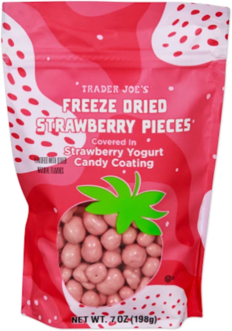 트레이더조 동결건조 딸기 (Freeze Dried Strawberry Pieces) 달지만 부담 없는 상큼한 요구르트 코팅, 2개, 198g - 쿠팡