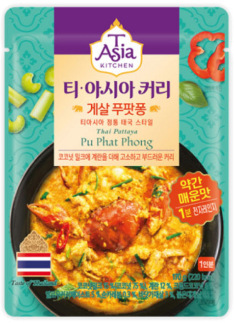 티아시아키친 게살 푸팟퐁 커리 전자레인지용, 170g, 12개