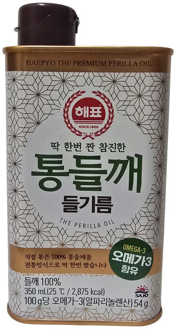해표 통들깨 들기름, 1개, 350ml